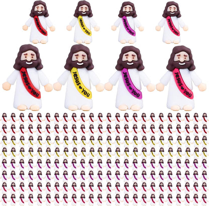 Mini Jesus Figurines by [Brand Name] - 200PCS Colorful Religious Toys for Easter Egg Stuffers & Gifts