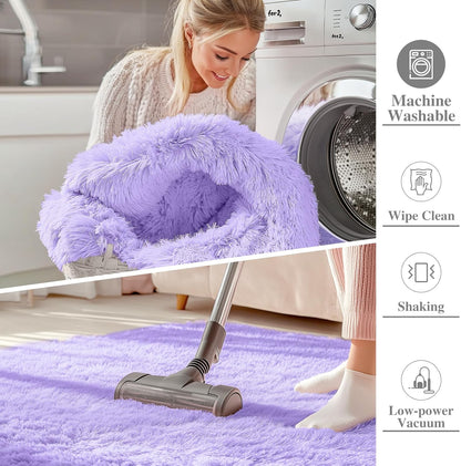 OLANLY 5x7 Large Area Rug - Soft Fluffy Shaggy Carpet for Living Room & Bedroom | Light Purple Decor