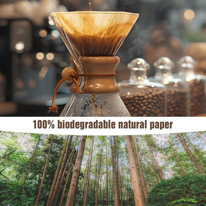 Clinuse Unbleached #4 Cone Coffee Filters - 200 Pcs Natural Paper for 8-12 Cup Drip Coffee Makers