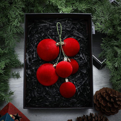 4 Sets Large Red Velvet Christmas Ball Clusters Ornaments Decor