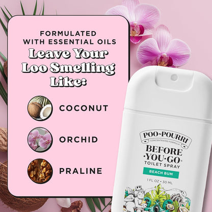 Poo-Pourri Pocket Toilet Spray - Travel Essential for On-The-Go Odor Control | Beach Bum, 1 Fl Oz, TSA Approved