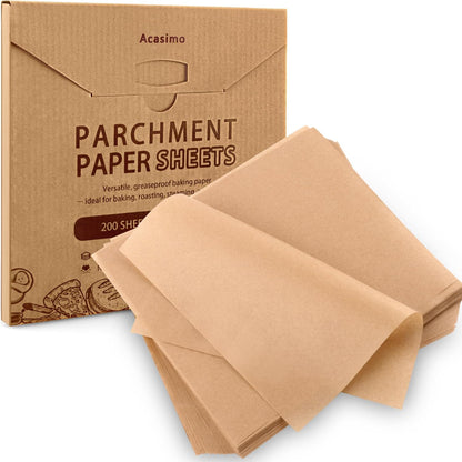 Parchment Paper Sheets - 200 Precut 8x8 Inch Non-Stick Baking Squares | Ideal for Grilling, Air Frying, and Roasting