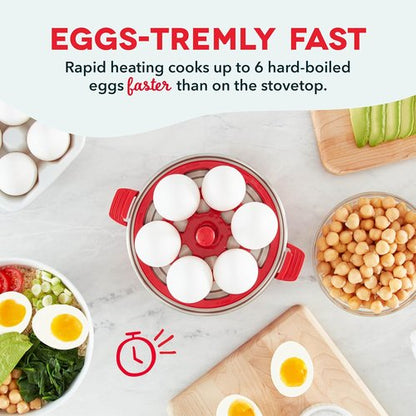 Dash Rapid Egg Cooker - Versatile Boiler, Poacher & Steamer - Holds 7 Eggs, Includes Recipe Guide - Red