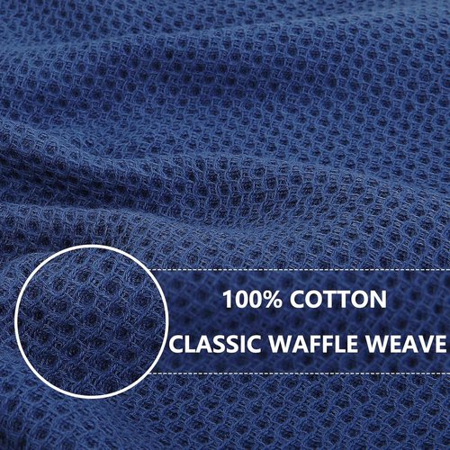 Homaxy 100% Cotton Waffle Weave Kitchen Dish Towels - Ultra Soft & Absorbent, 13 x 28 Inches, Navy Blue | 8-Pack