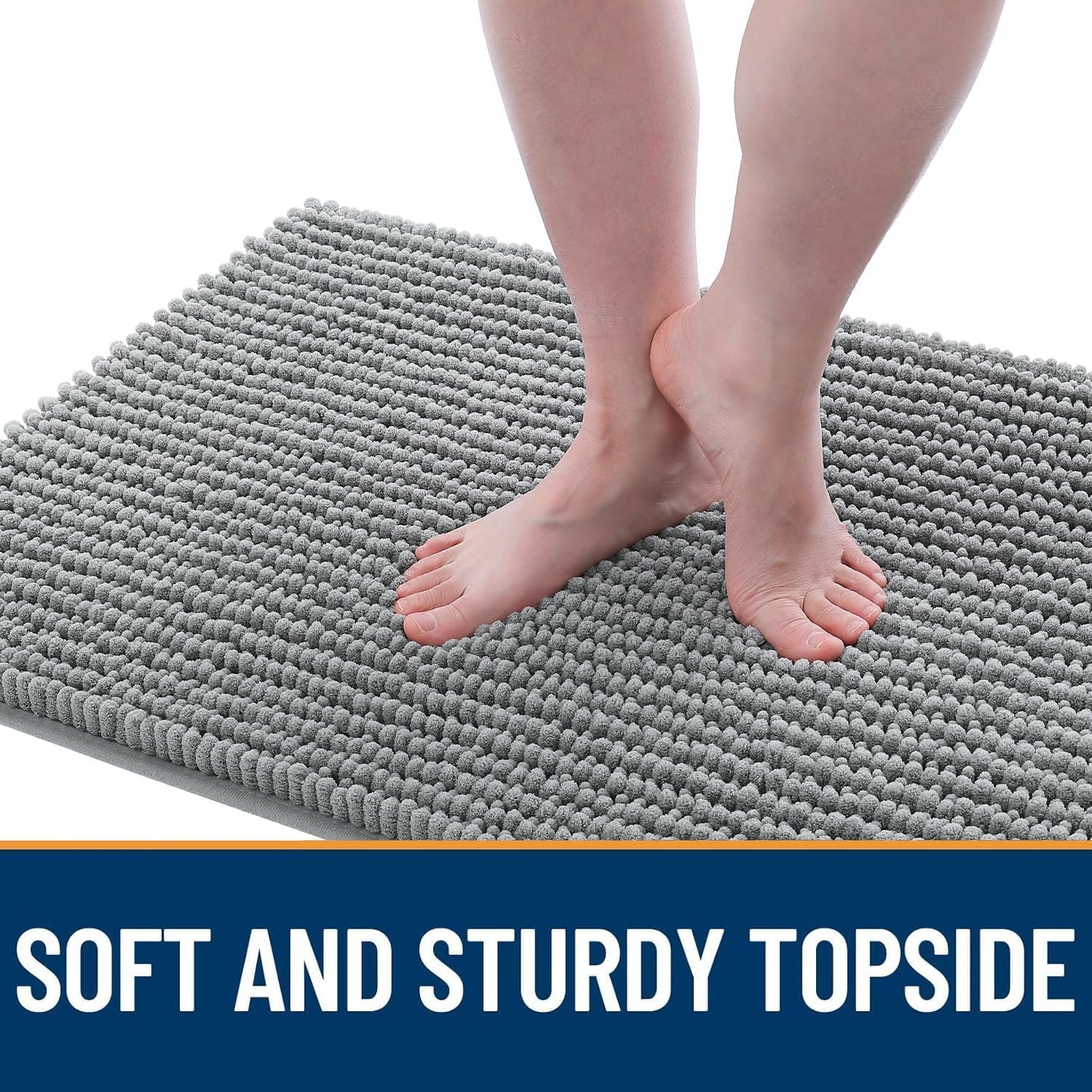 OLANLY Dog Door Mat - Ultra Absorbent Chenille Mud Doormat | Non-Slip, Washable, 30x20, Grey