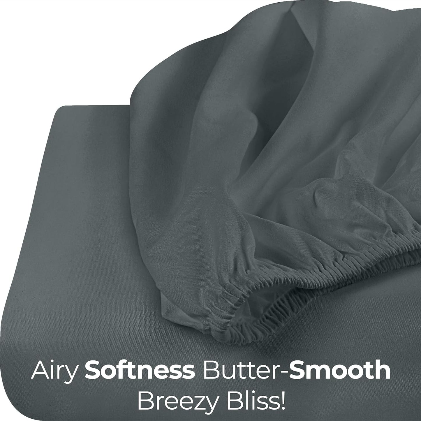 Utopia Bedding King Fitted Sheet - Deep Pocket Polyester - Fade & Shrinkage Resistant - Grey
