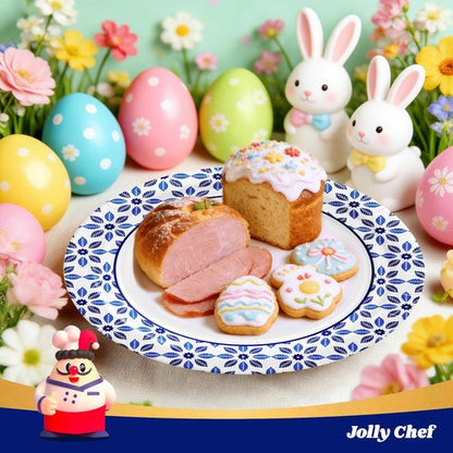 JOLLY CHEF 10 inch Disposable Paper Plates 140 Count, Soak Proof, Cut Proof, Heavy Duty Paper Plates for Everyday Use