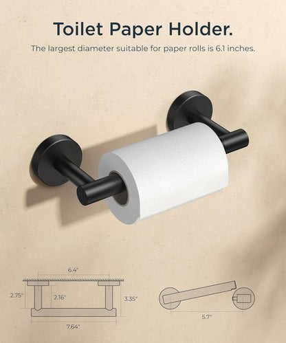FORIOUS Toilet Paper Holder & Hand Towel Holder Set - Durable SUS304 Stainless Steel | Black Finish