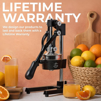 Zulay Kitchen Cast Iron Juicer - Heavy-Duty Manual Citrus Press for Easy Cleaning | Black