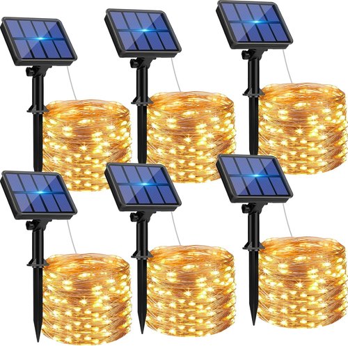 Btfarm Solar String Lights - 198FT 480LED Waterproof Fairy Lights | 8 Modes for Outdoor Decor, Warm White