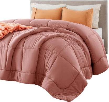 Bedsure Comforter Duvet Insert - All-Season Quilted Down Alternative Bedding, Dusty Pink, Full Size 86 x 82 Inches