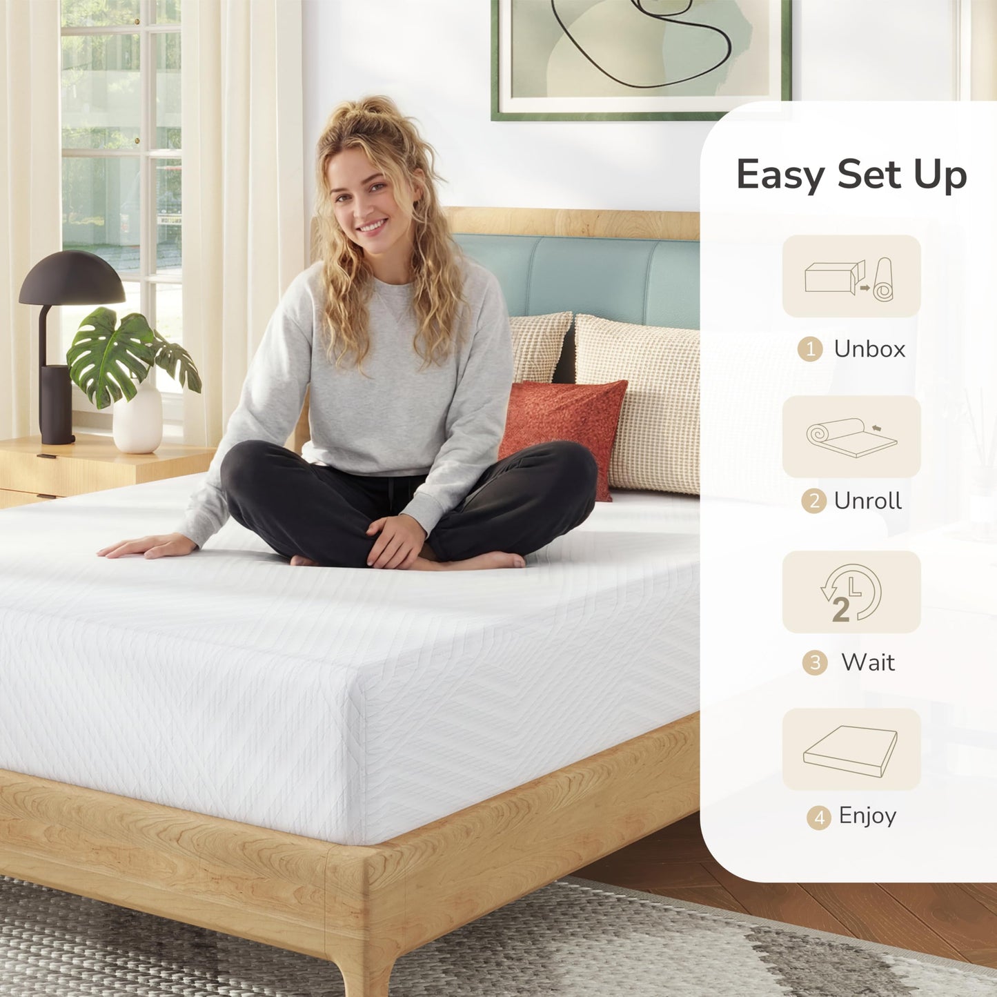 MLILY King Mattress in a Box, 10 inch Mattresses for Platform Bed Double Size Daybed, Green Tea Memory Foam Mattress for Cool Sleep & Pressure Relief, Medium