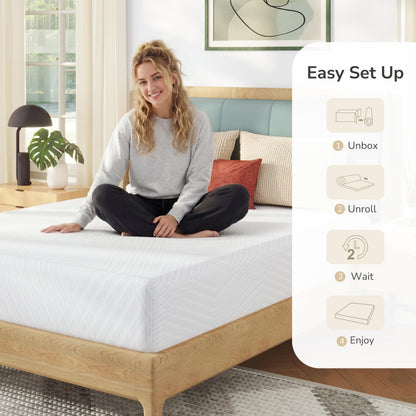 MLILY King Mattress in a Box, 10 inch Mattresses for Platform Bed Double Size Daybed, Green Tea Memory Foam Mattress for Cool Sleep & Pressure Relief, Medium