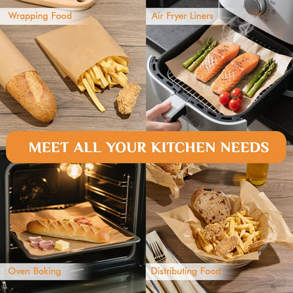 MUCHII Parchment Paper Sheets - 200 Pcs Non-Stick, 12 x 16 Inch for Baking, Grilling & Air Frying
