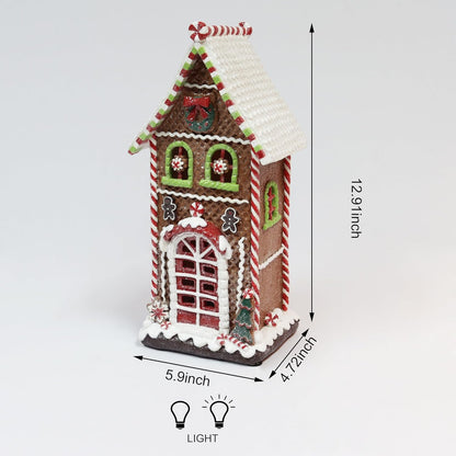 Moments In Time Gingerbread Village House - LED Light Up Christmas Decoration | 12.9” Handcrafted Polyresin Holiday Décor