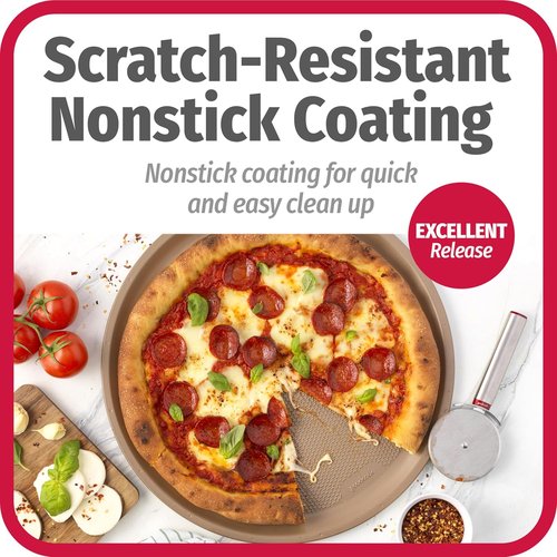 GoodCook BestBake Nonstick Carbon Steel Pizza Pan - 16" Bronze Finish for Perfect Baking