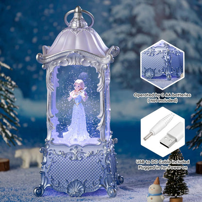 Snow Globe Lantern with Violin Girl - Shatterproof Glitter Music Box with LED Light | USB/Battery Powered, Perfect for Girls' Birthdays and Home Decor