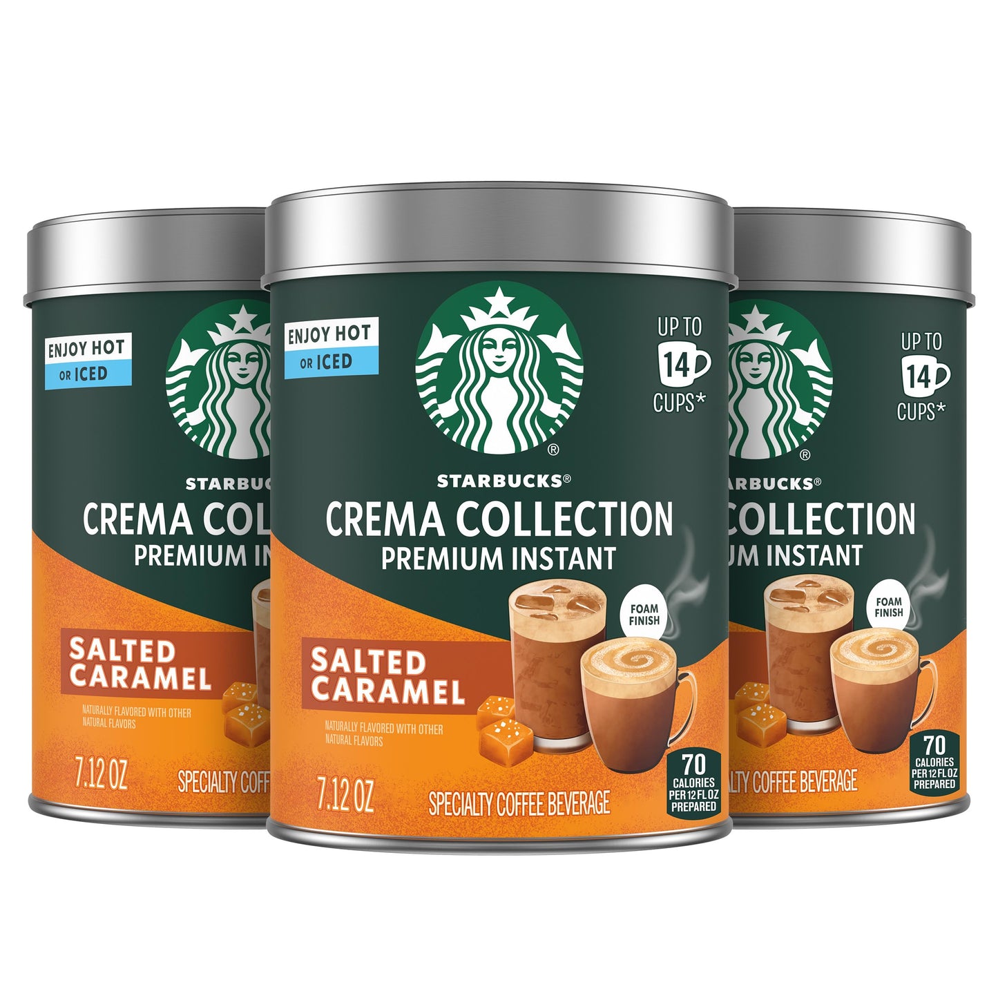 Starbucks Crema Collection Premium Instant Salted Caramel Flavored Instant Coffee, 100% Arabica Beans, 3 Tins (7.12 Oz Each)