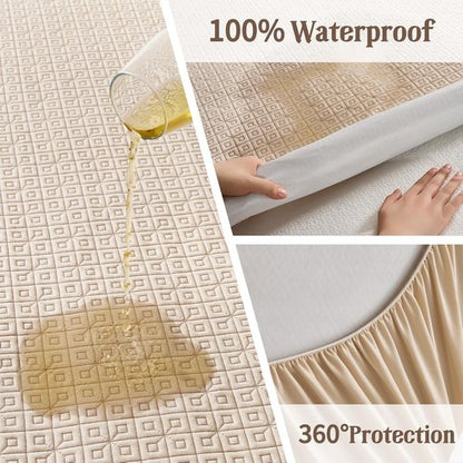 BEDLORE Twin Size Mattress Protector - Waterproof, Noiseless Cover with Stretchable Pockets | Soft Beige Pad for 6-15 Inch Mattresses
