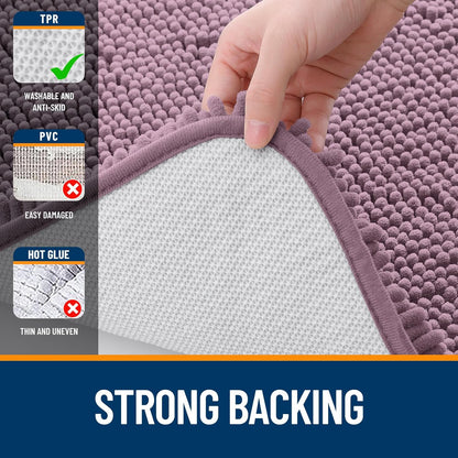 OLANLY Large Bath Rugs - Extra Soft Chenille | Quick Dry, Machine Washable, 50x30, Deep Plum