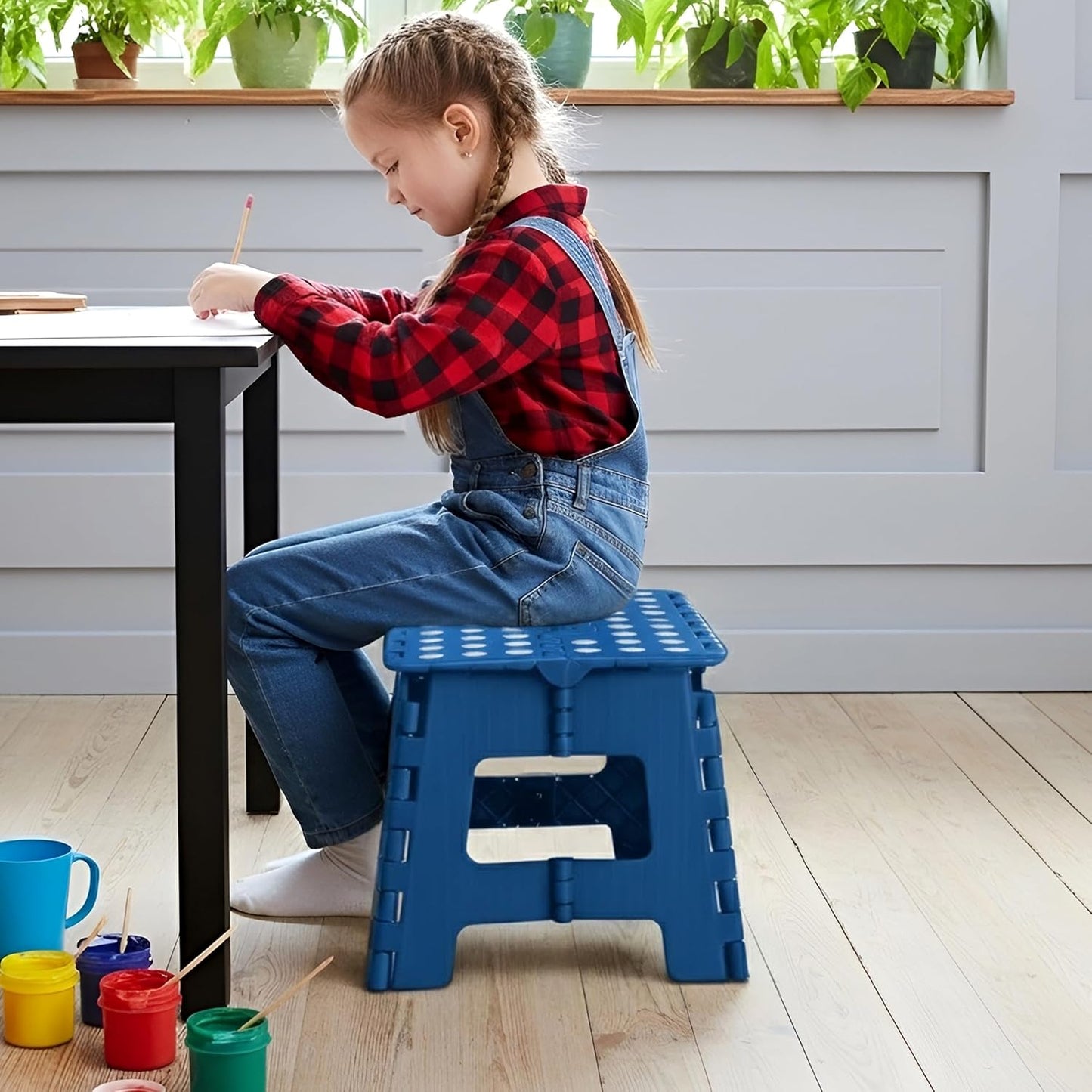 Utopia Home Folding Step Stool - 9-Inch Anti-Slip Collapsible Design - Supports Up to 300 lbs - Blue