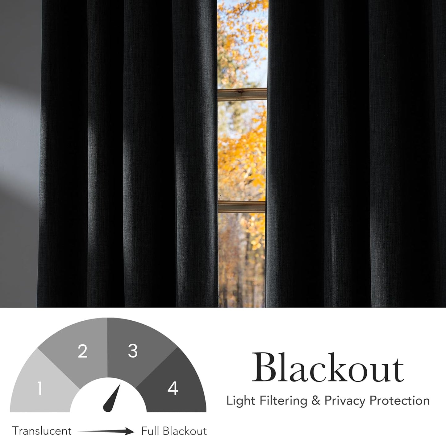 NICETOWN Blackout Curtains - Charcoal Gray Faux Linen 63-Inch Privacy Panels | Modern Farmhouse Style, 2 Panels
