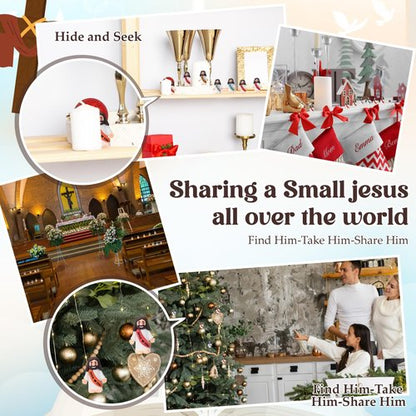 Bememo 25 Pcs Little Jesus Figures, Mini Jesus Loves You Figures, Original Design Multicolor Tiny Easter Figurines to Hide and Seek Religious Gifts for Easter Egg Stuffers(Bohemia Colors)
