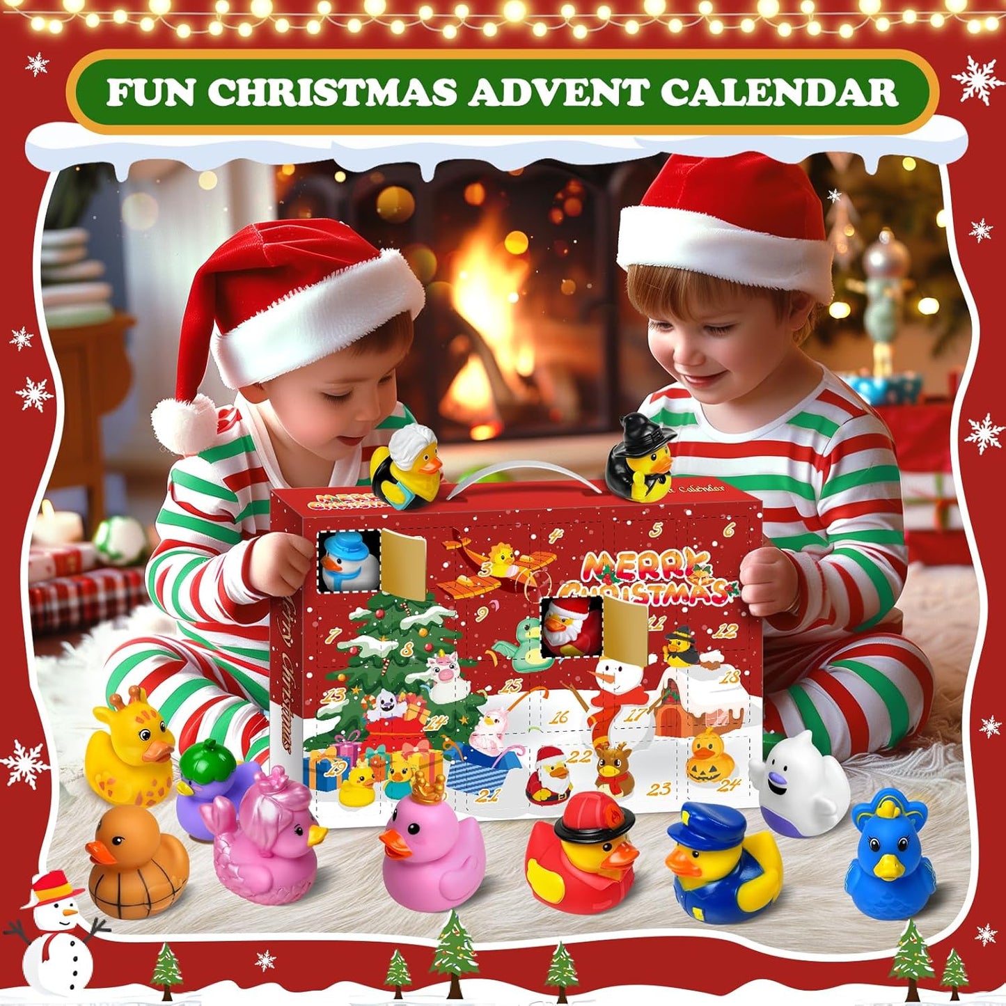 Rubber Duck Advent Calendar 2025 - 24 Days of Fun Countdown Toys for Kids | Perfect Christmas Party Favors