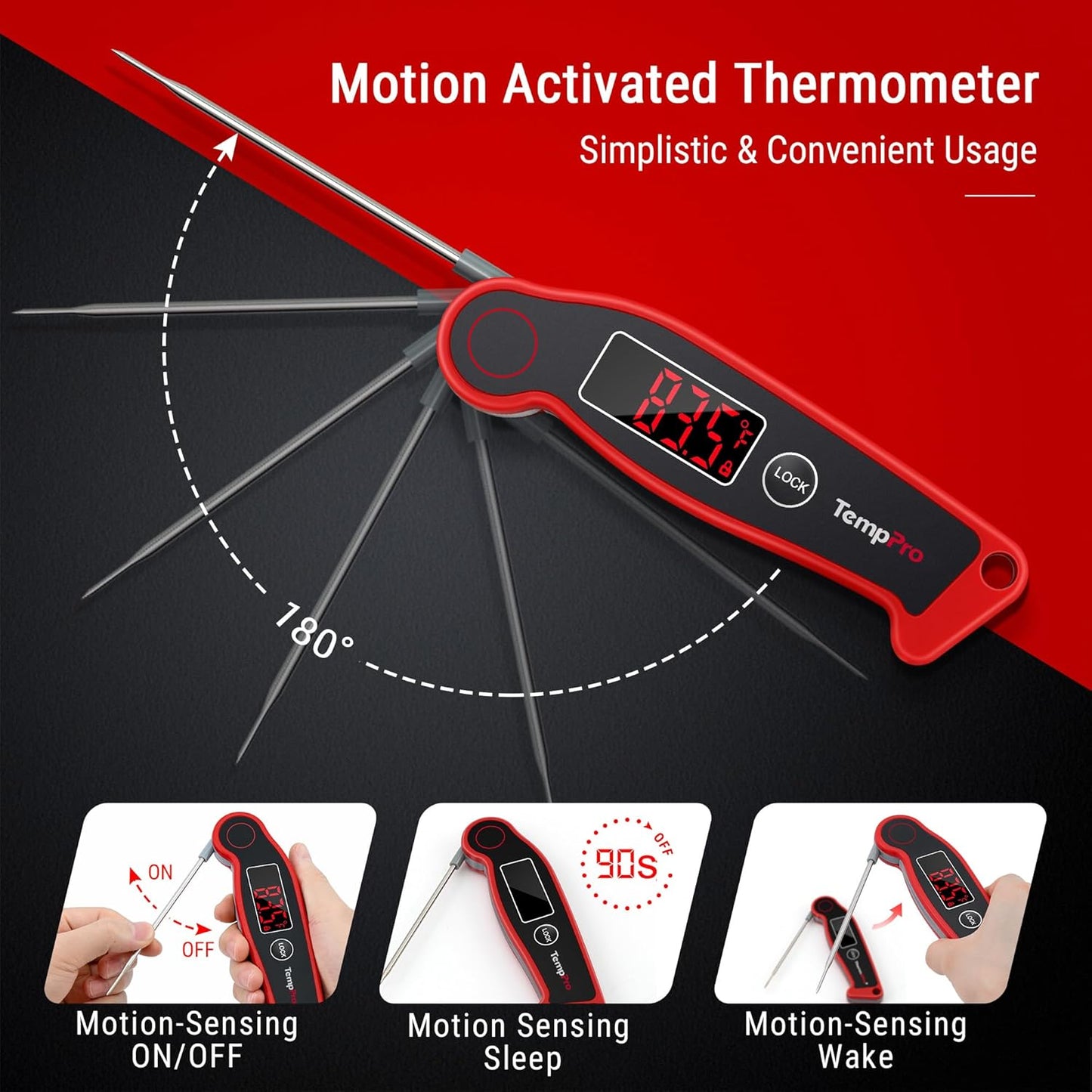 TempPro TP19 Waterproof Digital Meat Thermometer - Instant Read with Backlit Display | Perfect for Grilling & Cooking