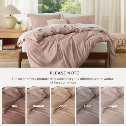 Bedsure Duvet Cover King Size - Soft Double Brushed Bedding Set for Kids & Adults, Zipper Closure, 3 Pieces, Includes 1 Duvet Cover (104"x90") & 2 Pillow Shams, NO Comforter, Dusty Rose