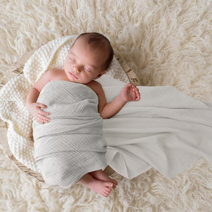 Bearmoss Muslin Swaddle Blankets, 40 x 38 inches Baby Swaddle for Boys and Girls, Soft Baby Blanket, 3 Pack Breathable Nursery Receiving Blankets (Cloud)