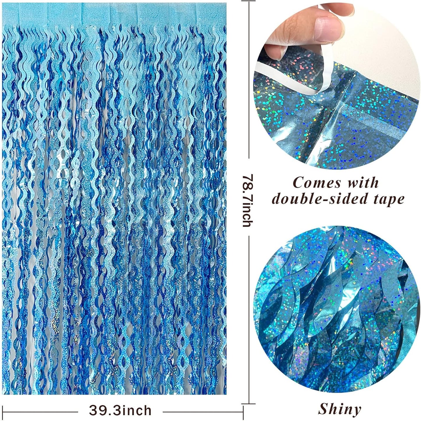 Skiennix Tinsel Foil Fringe Curtains - Sparkling Wavy Backdrop for Parties | Photo Booth Decor