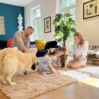 OLANLY 2x10 Machine Washable Runner Rugs for Hallway, Soft Fluffy Shaggy Bedside Rugs for Bedroom, Living Room, Indoor Floor Carpet for Kids Girls and Boys, Nursery Rooms, Home Decor Aesthetic, Beige