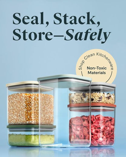 Caraway 13-Piece Glass Food Storage Containers - Non-Toxic, BPA-Free, Stackable & Airtight - Gray