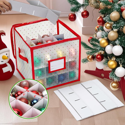 Christmas Tree Ball Organizer by [Brand Name] - Durable Plastic Storage Box for 64 Ornaments