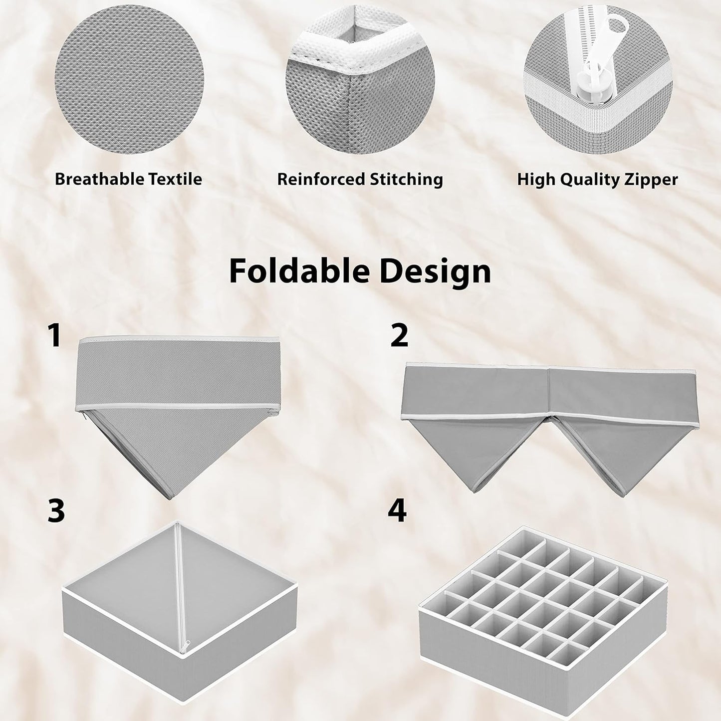 Simple Houseware Underwear Organizer - 7-Piece Drawer Divider Set in Gray for Neat Storage