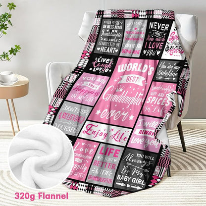 Granddaughter Blanket 60x80 Gift from Grandma, Pink Flannel Throw - Christmas Gift Idea, Variation: Granddaughter Gifts+60x80