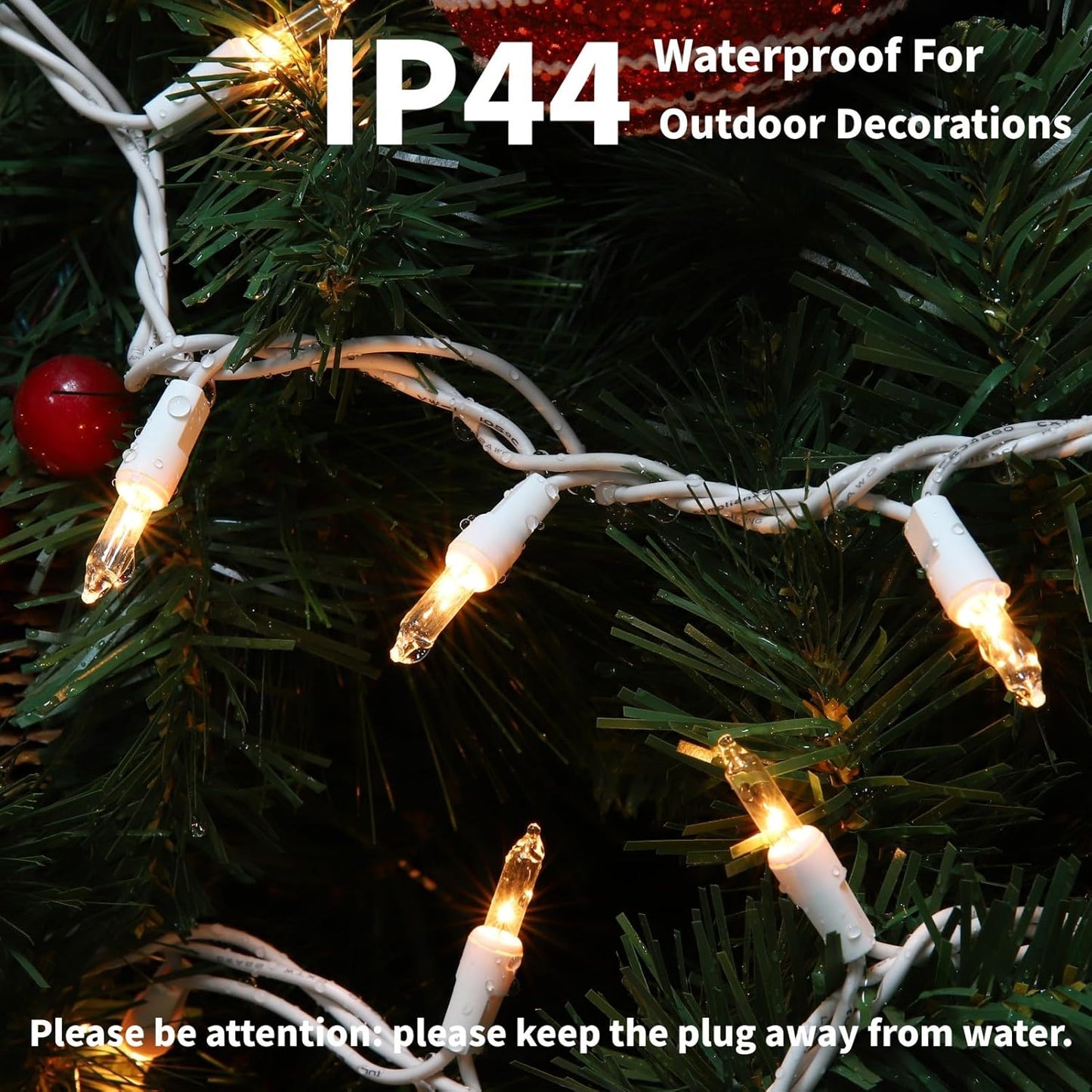 Meteds Christmas Lights - 100 Count Clear Warm White String Lights | UL Certified for Tree, Home & Party Decor
