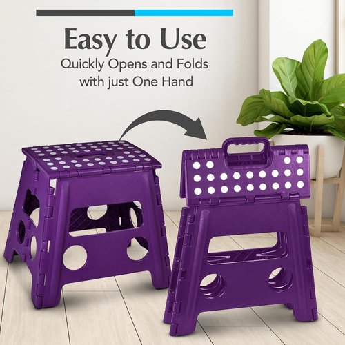 Handy Laundry Folding Step Stool - 13 Inch Sturdy Plastic, Non-Slip & Portable for Adults & Kids - Purple