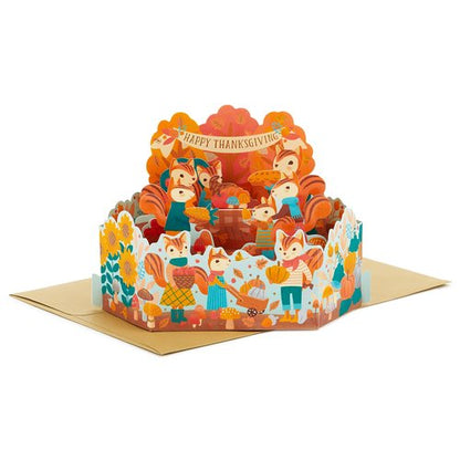 Hallmark Paper Wonder Displayable Pop Up Thanksgiving Card (Woodland Feast)