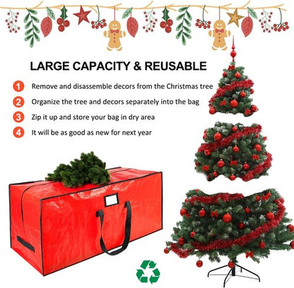 9 Ft Christmas Tree Storage Bag - Waterproof Protection for Extra Large Artificial Trees | Durable Handles & Dual Zippers, Red