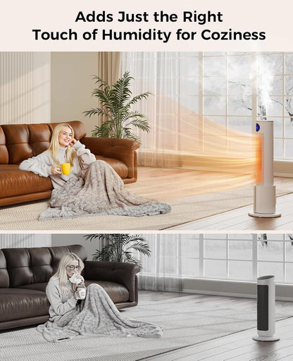 Space Heater with Humidifier by [Brand Name] - Portable Indoor Tower Heater with Remote, Adjustable Thermostat, 3 Heat Modes & 12H Timer