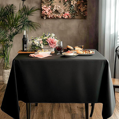 Square Tablecloths | Black 52 x 52 Inch | 6-Pack Stain & Wrinkle Resistant Polyester for Events