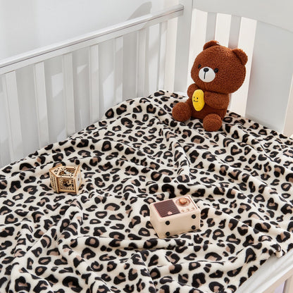 Yurhap Leopard Print Baby Blanket Fleece Baby Blankets for Boys Girls, Ultra Soft Cozy Fluffy Infant Toddler Newborn Receiving Blankets for Crib Stroller, 30"x40", Cream