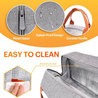 Skiennix Insulated Lunch Bag - Leakproof Cooler Tote for Adults | High Capacity, Reusable, Grey