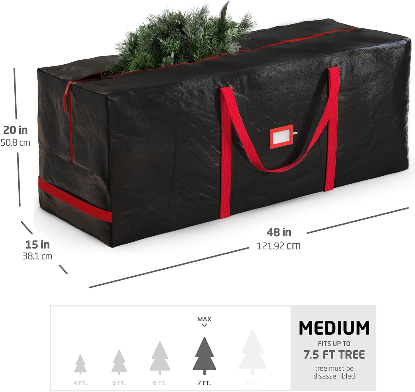 Zober Christmas Tree Storage Bag | Waterproof & Durable for 7.5 Ft Artificial Trees - Black