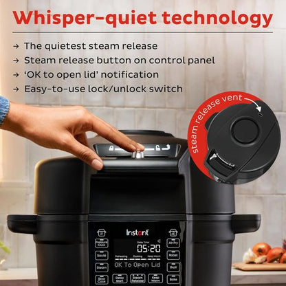 Instant Pot Duo Crisp - 13-in-1 Air Fryer & Pressure Cooker Combo | 6.5 Quart, 1500 Watts, Black - Over 800 Recipes