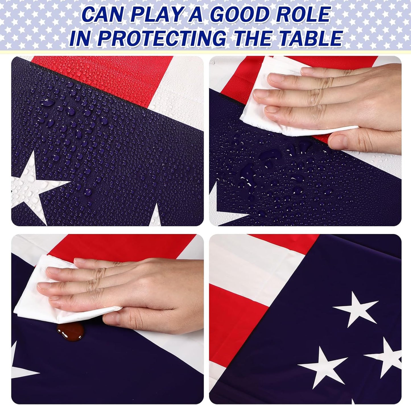 Newwiee Patriotic Tablecloth - American Flag Design | 54x108 Disposable Plastic for Memorial Day Parties (6 Pcs)