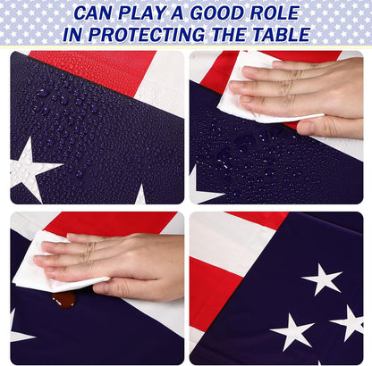 Newwiee Patriotic Tablecloth - American Flag Design | 54x108 Disposable Plastic for Memorial Day Parties (6 Pcs)