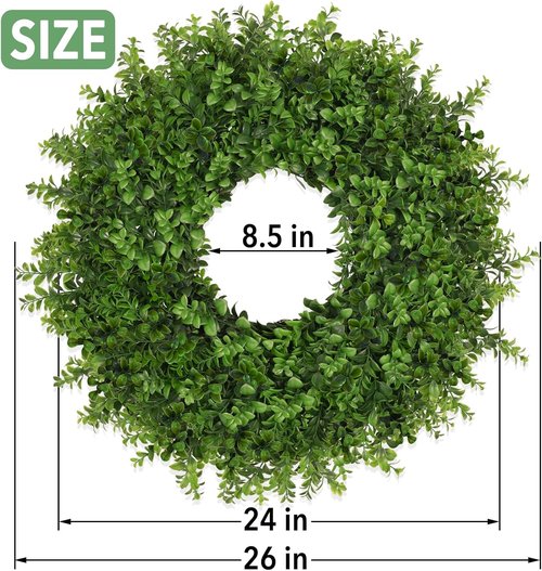 Boxwoods Wreath by [Brand Name] - 26 Inch Artificial Greenery for All Seasons | Indoor/Outdoor Home Decor
